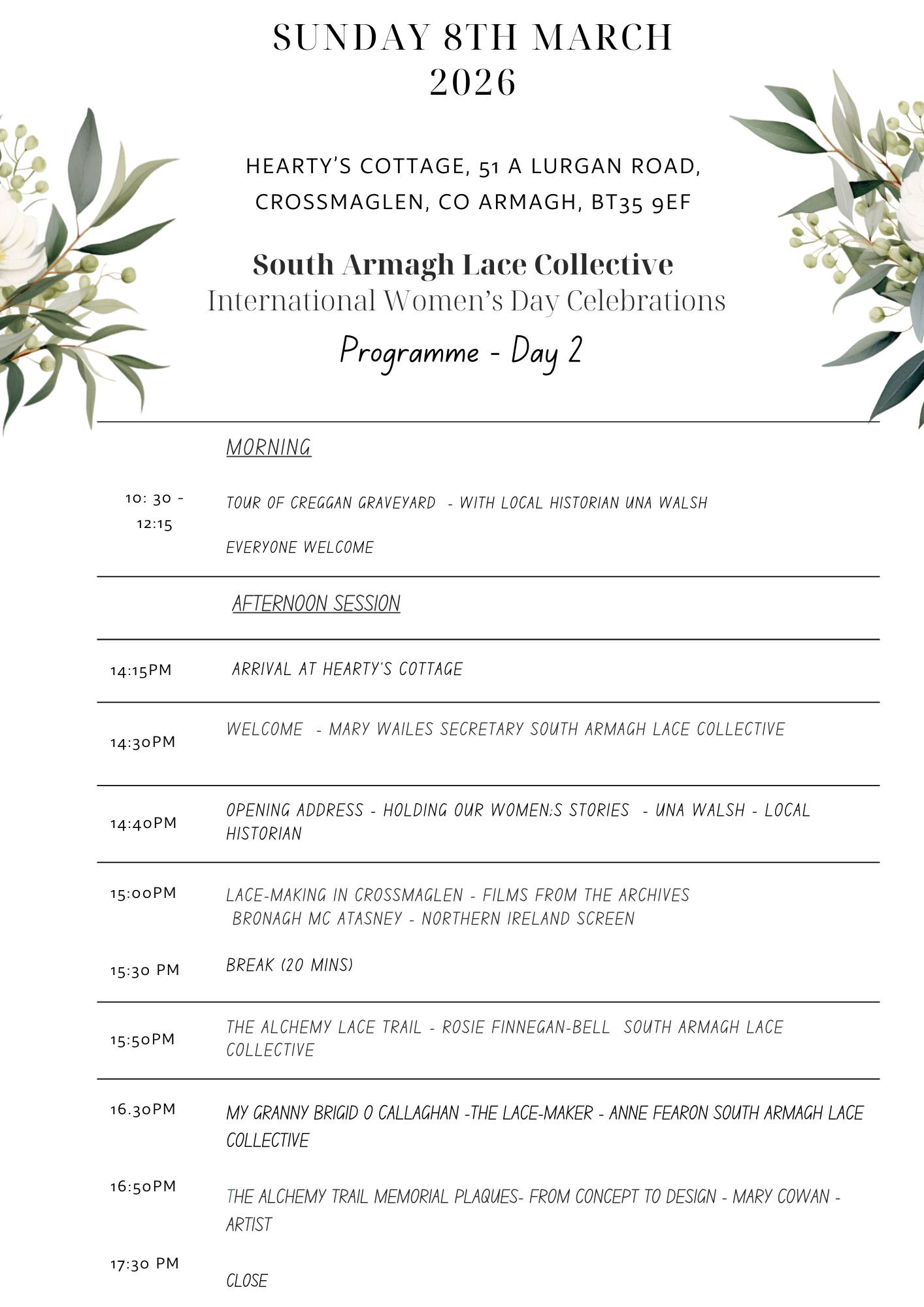 Alchemy and Lace (International Women’s Day) Saturday 7th March, Sunday 8th March